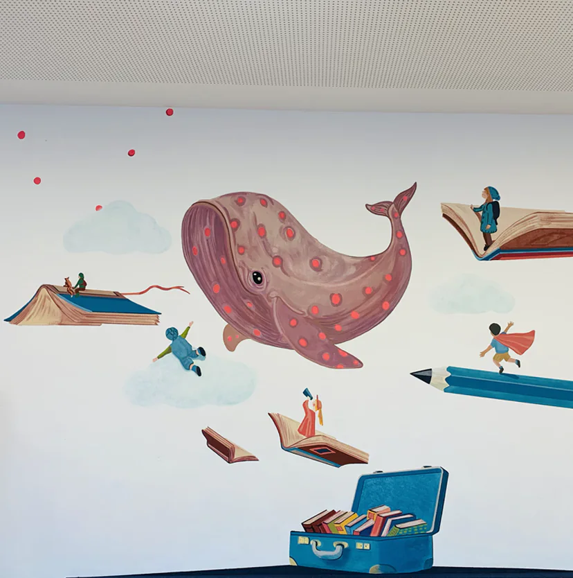 Wandmalerei in der Stadtbibliothek Berlin